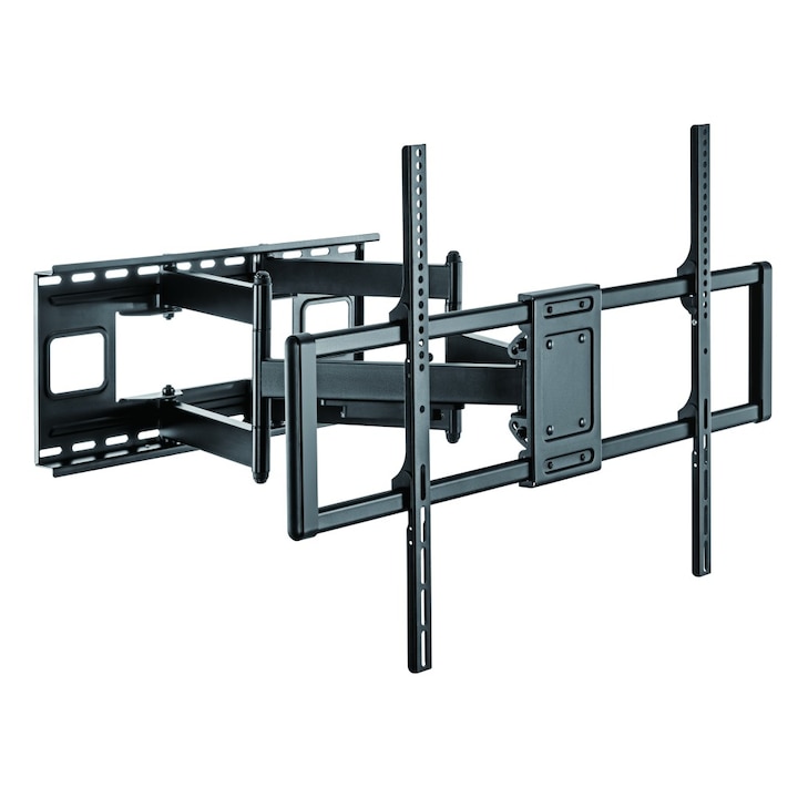 Стойка за телевизор за стена, LCD / LED, 60-120 инча, двойно рамо, разтегателен, Ultra Slim, Full-Motion, черен, Techly, ICA-PLB 189B