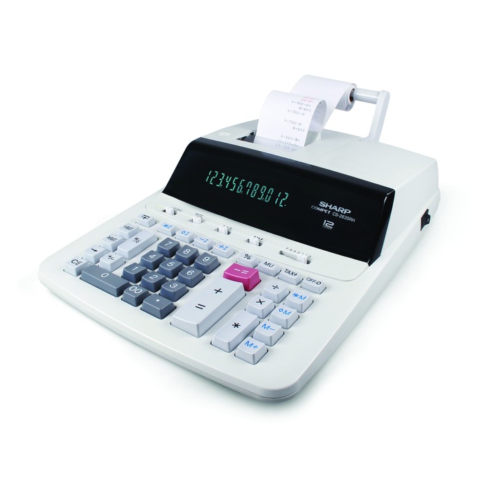 Calculator SHARP SH-CS2635RHGYSE, Imprimanta, 220 V, 12 cifre, Alb