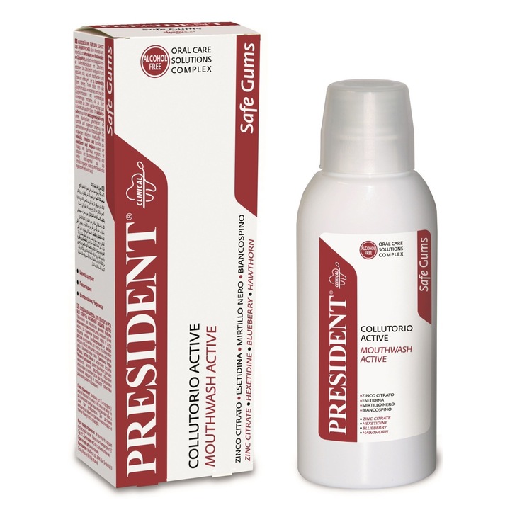 Apa de gura afectiuni gingivale, Parodontoza PresiDent Active 200ml fara Alcool