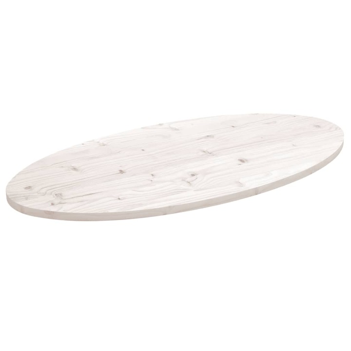 Blat de masa vidaXL, alb, 100x50x2,5 cm, lemn masiv de pin, oval, 4.2 Kg
