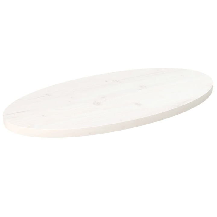 Blat de masa vidaXL, alb, 80x40x2,5 cm, lemn masiv de pin, oval, 2.05 Kg