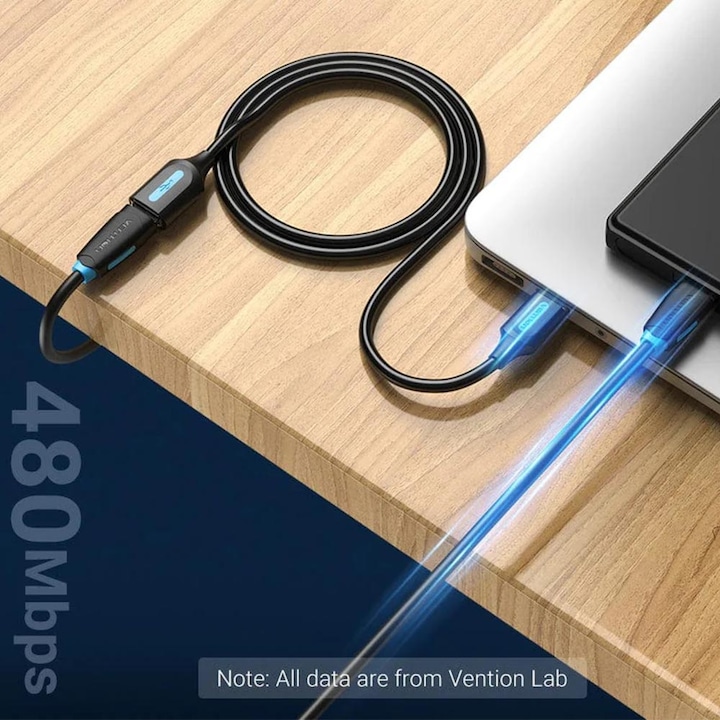 Cablu de Extensie USB 2.0 A Tatala USB- A Mama, Vention, 5m, Negru