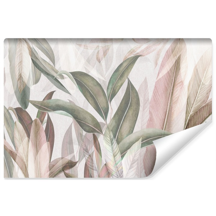 Muralo Fotótapéta Akvarell Levelek Pasztell Színekben 400cm x 280cm Vlies, Modern design, Akvarell minta
