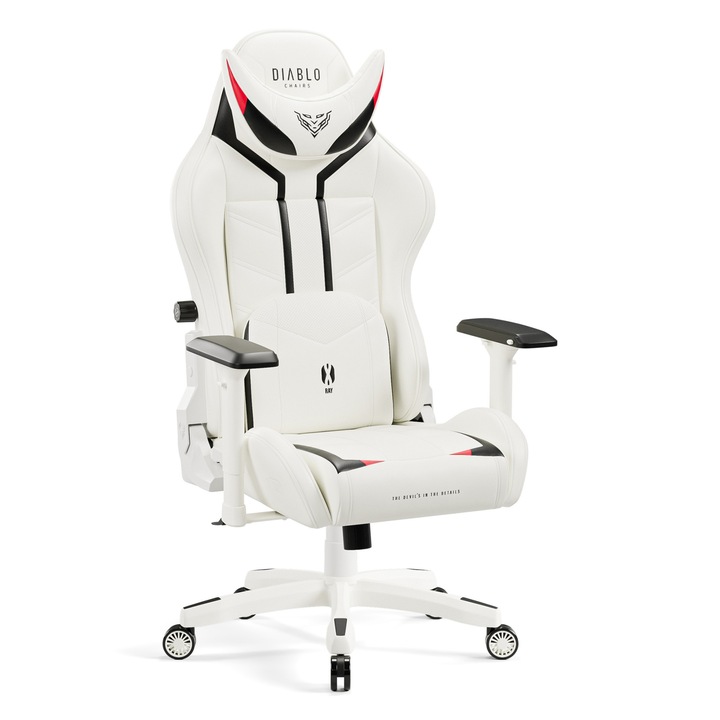 Gamer szék, Diablo Chairs, X-Ray, normál méretű, fekete-fehér, 125-130 cm