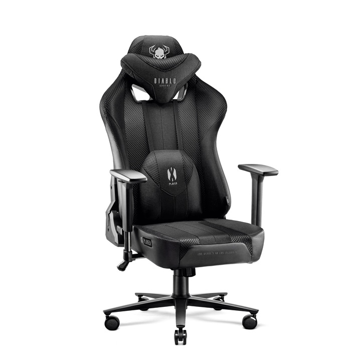 Scaun de gaming, Diablo Chairs, X-Player 2.0, Normal Size, Negru, 124-133 cm