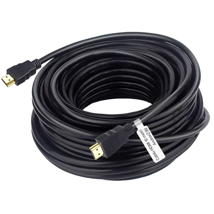 Cablu HDMI Tata - HDMI Tata, 10 metri, contacte aurite, negru