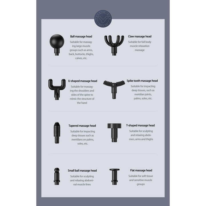 Масажор Konka Pistol Type, LCD сензорен дисплей, 99 скорости, 8 глави, 1800Ah акумулаторна батерия, 28kw, Черен