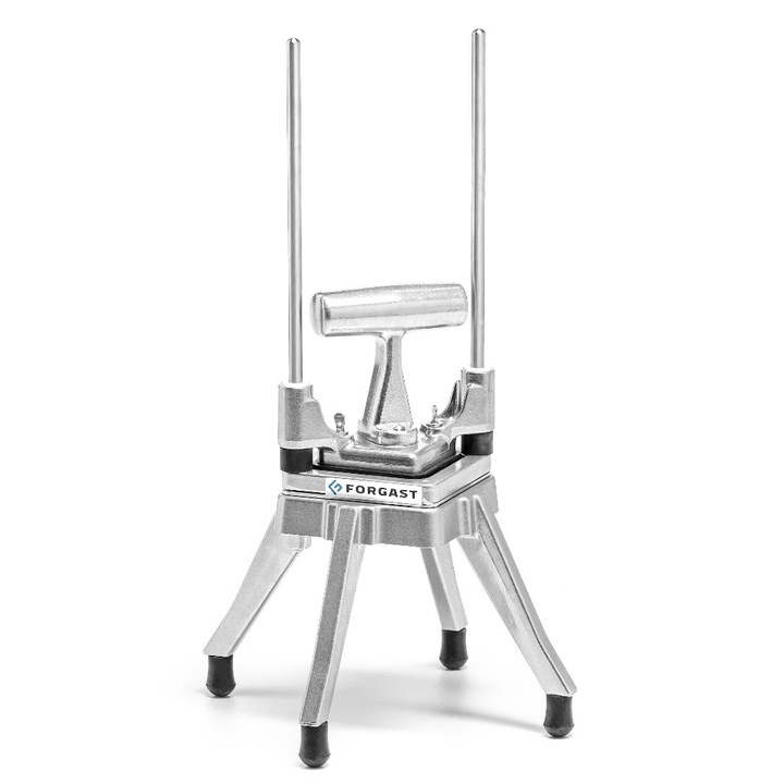 Taiator de legume, Forgast, Manual, Otel inoxidabil, Taiere legume si fructe in betisoare si cubulete, Dimensiuni cub 9x9 cm, Dimensiuni taiator 20x20x47 cm, Argintiu