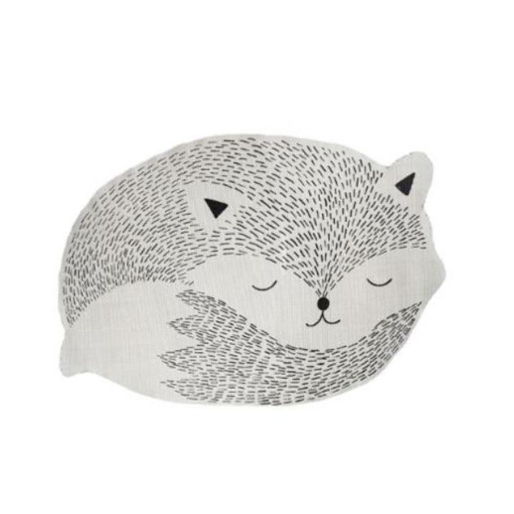 Szőnyeg gyerekszobába, L@ka, Róka mintás, Fekete-fehér, 60x90 cm