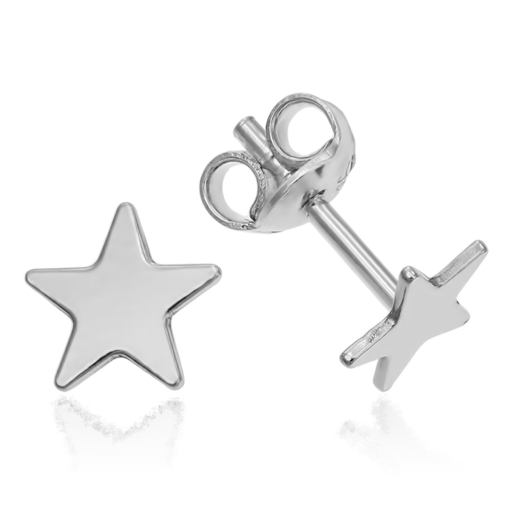 Cercei Argint 925 placat cu rodiu Star 6mm Surub