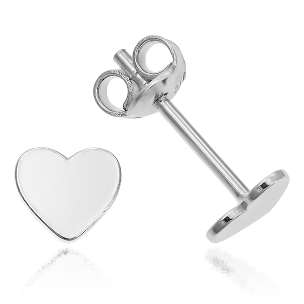 Cercei Argint 925 placat cu rodiu Heart 6mm Surub