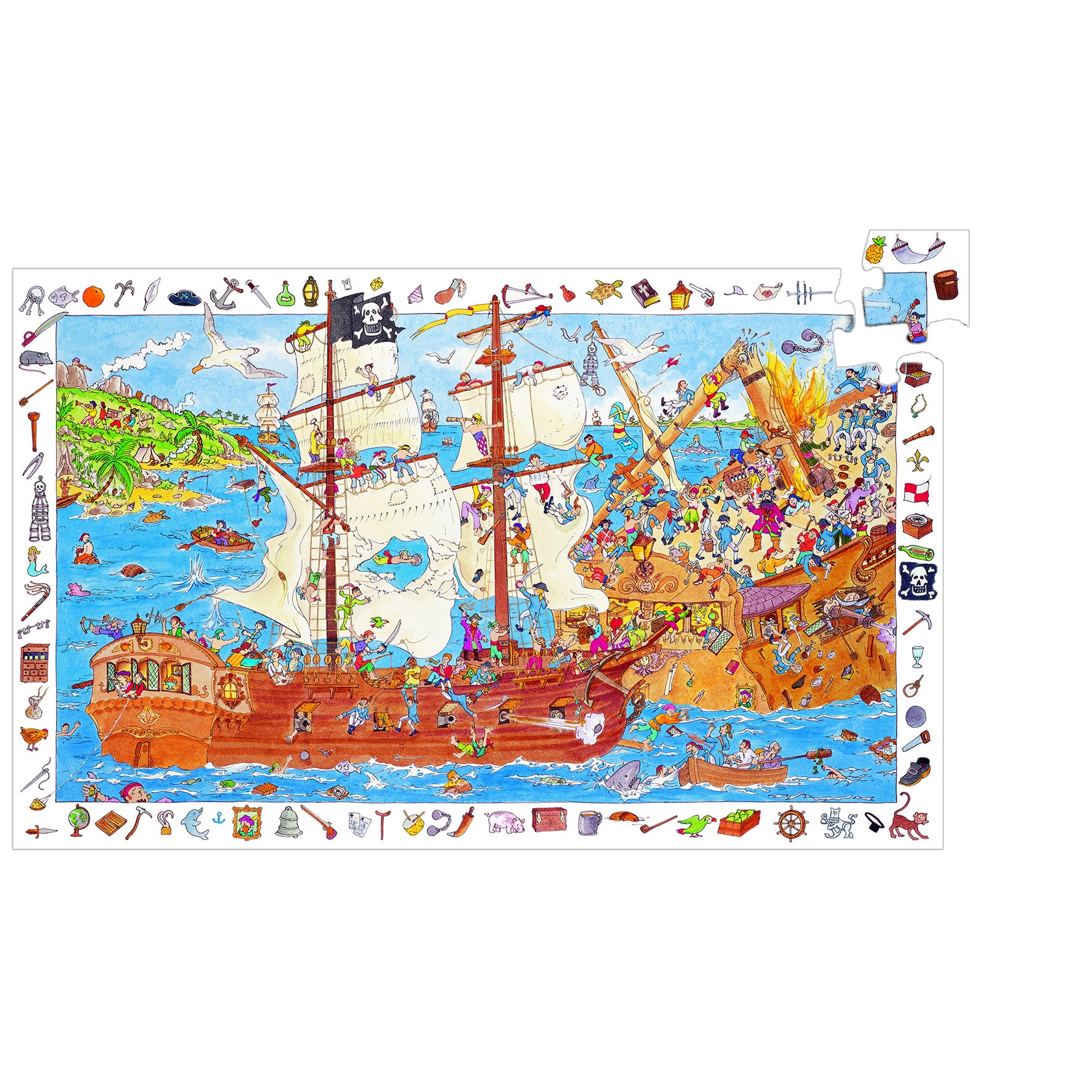 Puzzle observatie Djeco - Pirati, 100 piese