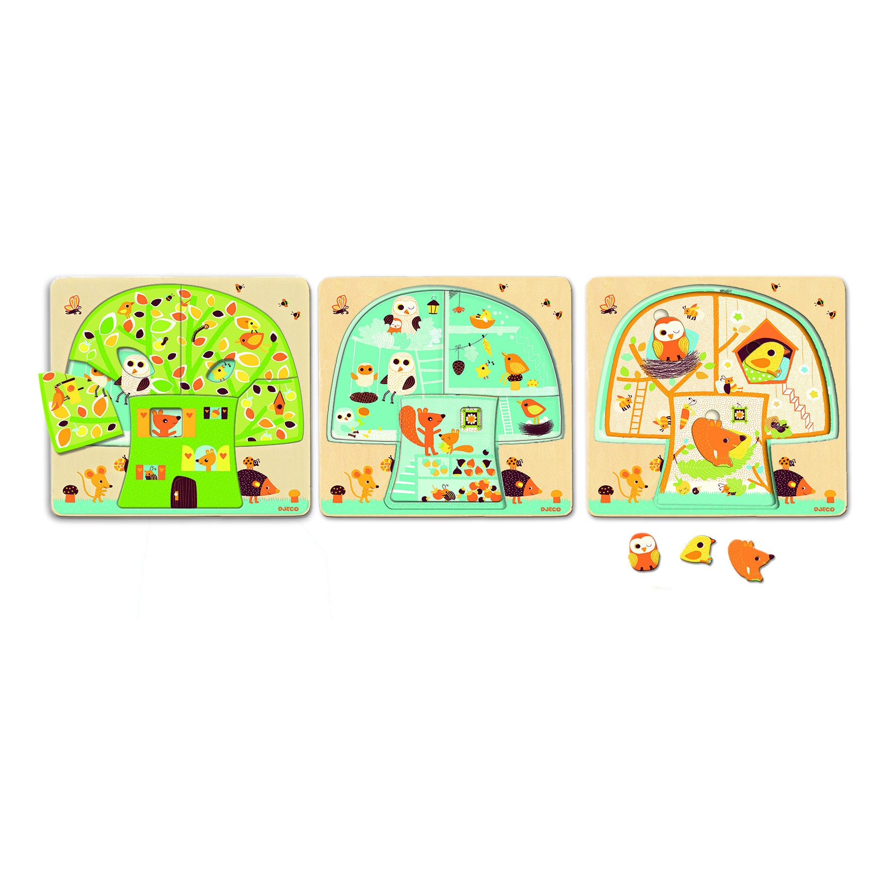 Puzzle lemn Djeco - Copacul, 12 piese