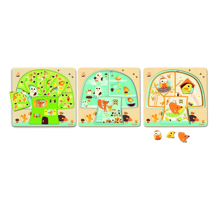 Дървен пъзел Djeco - Дървото, 12 части