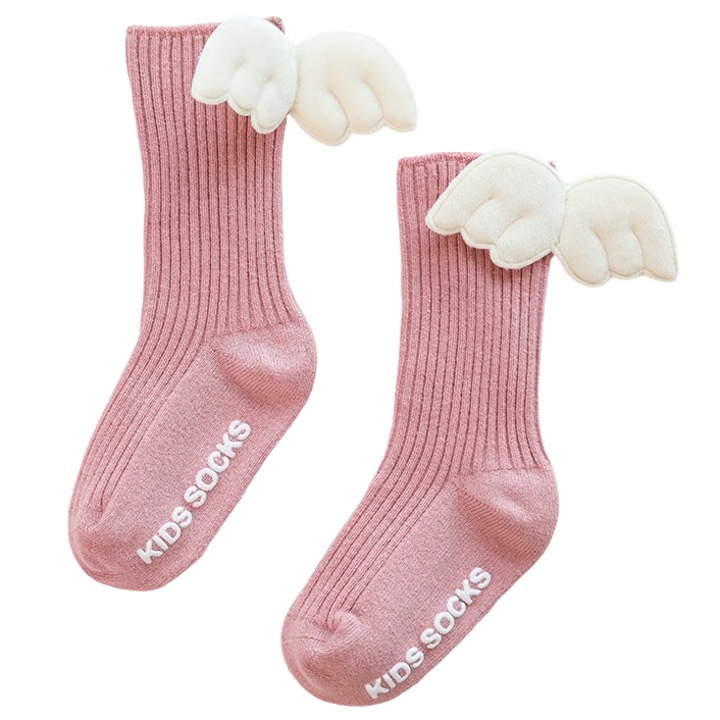 Детски чорапи с крила, Памук, Розови, 24 ЕУ