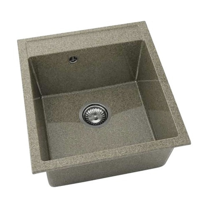 Chiuveta Bucatarie Cu O Cuva Fat Avangard 224 51x46 Cm, Fara Picurator, Granixit Walnut Toffee