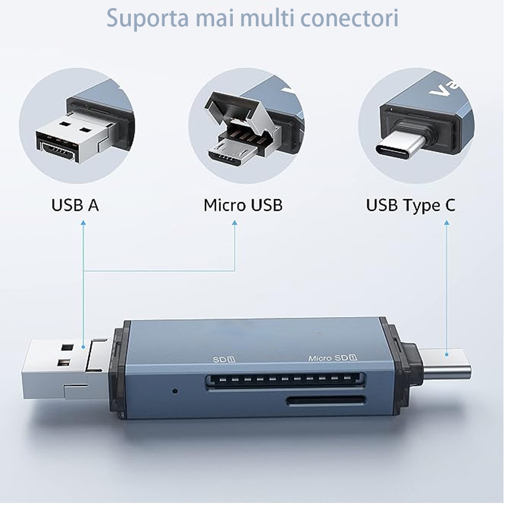 Четец на карти, USB 3.0, сив - eMAG.bg
