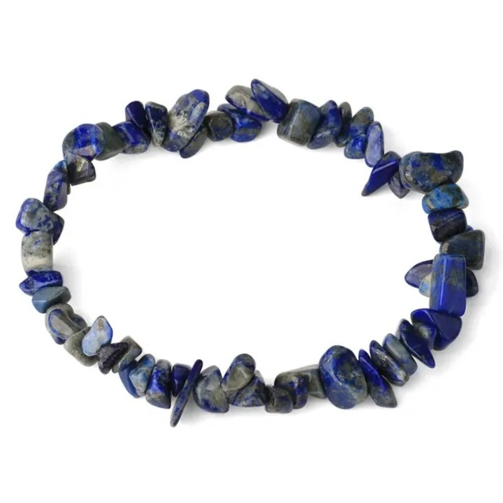 Bratara Lapis Lazuli pietre chips 6-8 mm, cristale semipretioase, unisex