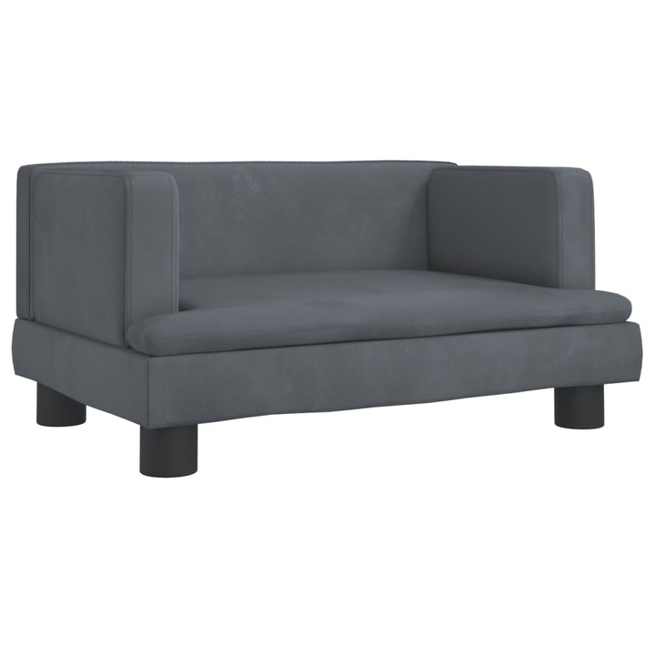 Детски диван vidaXL, Tъмносив, 60x40x30 см, Кадифе, 5.35 kg