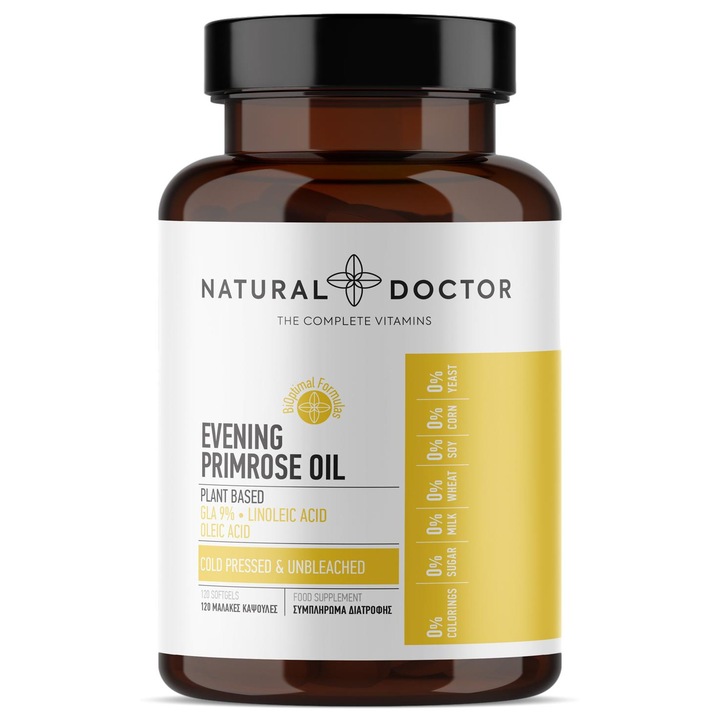 Supliment EVENING PRIMROSE OIL tratamentul simptomelor premenstruale Natural Doctor, 120 buc
