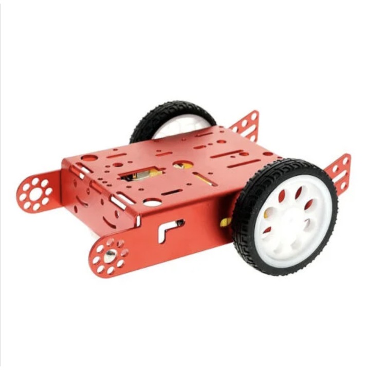 Интелигентен комплект шаси за кола-робот, Robofun, 2WD, алуминий, червен