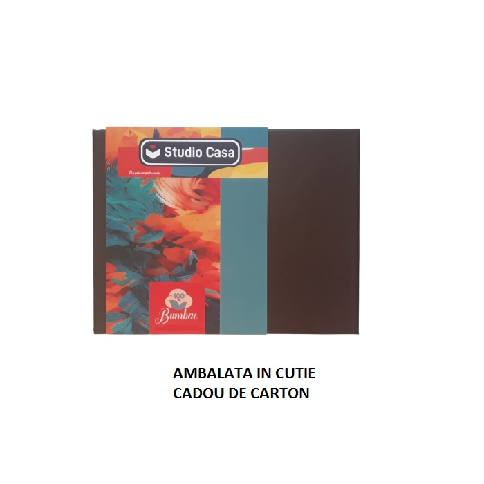 Lenjerie pat dublu Larisa Studio Casa, 100 Bumbac ranforce, Cearceaf pilota 200 x 200 cm