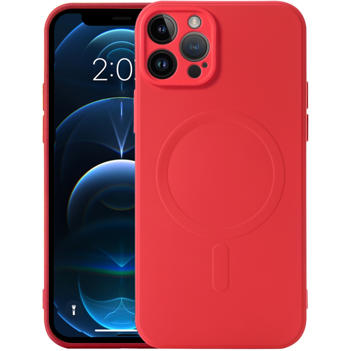 Husa pentru iPhone 12 Pro ZAFIT®, cu incarcare Magsafe, Silicon, Rosu