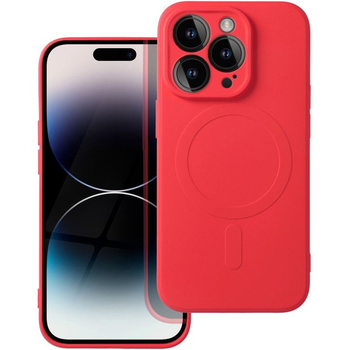 Husa pentru iPhone 15 Pro Max ZAFIT®, cu incarcare Magsafe, Silicon, Rosu