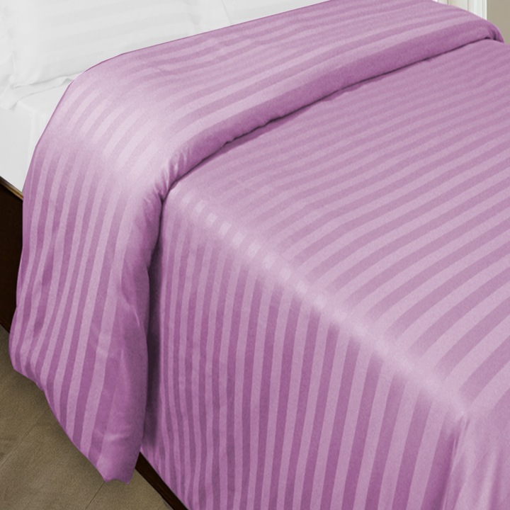 Cearsaf de pilota 2 persoane king size Damasc Policoton dunga 1 cm, 200 x 230 cm, Lila