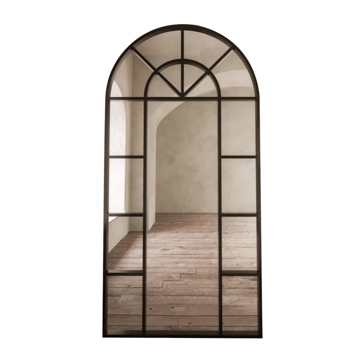 Oglinda tip fereastra, Marsah Home, 160x80 cm, rama metalica negru mat