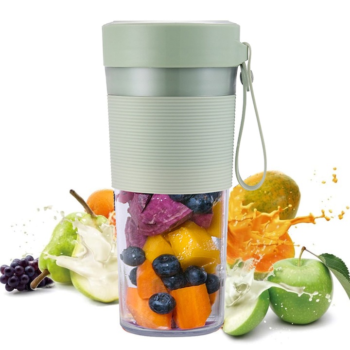 Blender portabil, 400mL, 304 otel inoxidabil, verde