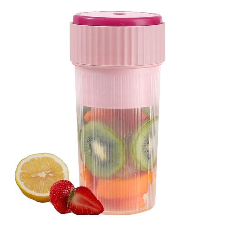 Pahar blender portabil QttvbTna, USB reincarcabil, 450ml, 87x87x182mm