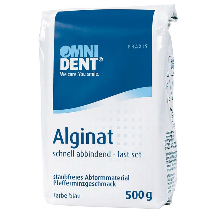 Pudra alginat cu priza rapida, culoare albastra, Omnident, 500 g