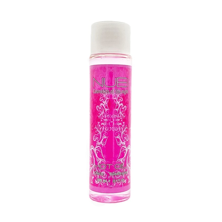 Ulei de masaj, NUEI - HOT OIL, sarutabil, cu efect de incalzire, aroma de Bubble Gum, ingrediente naturale, 100 ml