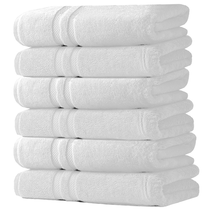 Комплект кърпи Quasar & Co., Luxury Collection, 100% памук, 650 gsm, 76х147 см, Бял, 6 броя
