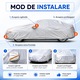 Prelata Auto ThermoPRO® Protect Master 3M, Cu Benzi Reflectorizante, Buzunare Oglinzi, Fermoar Usa Sofer, Material Premium, Husa Saculet Depozitare, 100% Rezistenta la Apa, 431 x 165 x 120, argintiu