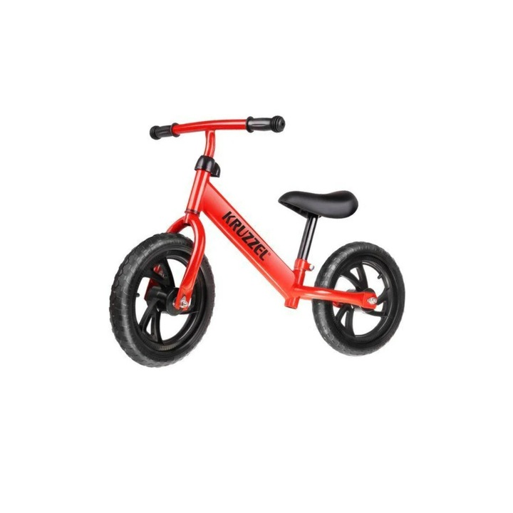 Bicicleta Mixbo Fara Pedale 2 Roti cu Spuma, Otel Carbon si Plastic, cu Manere si Scaun Moale Rosu/Negru