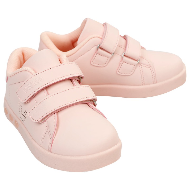 Pantofi sport unisex cu luminite, piele naturala, Roz