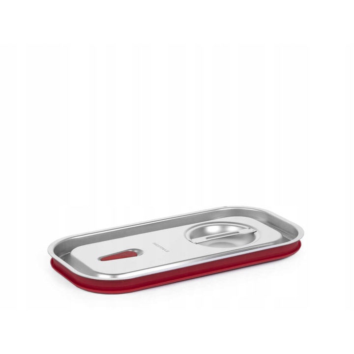 Capac GN 1/3 cu garnitura, PRESTONA, Inox, Argintiu/Rosu, 325 mm