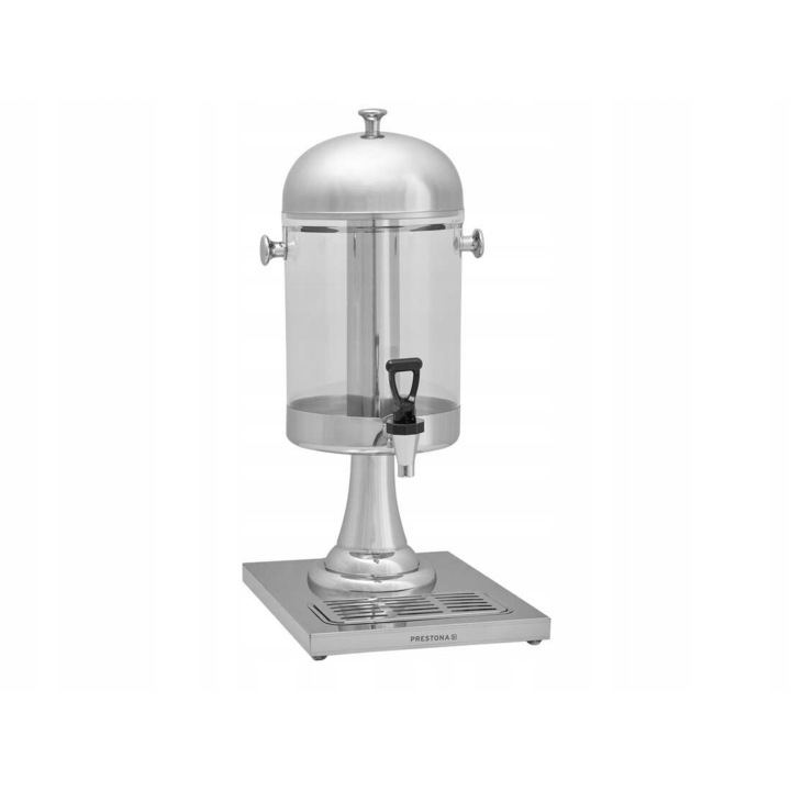 Dozator de suc, Prestona, Inox/Policarbonat, 8 L, 26x35x60 cm, Argintiu