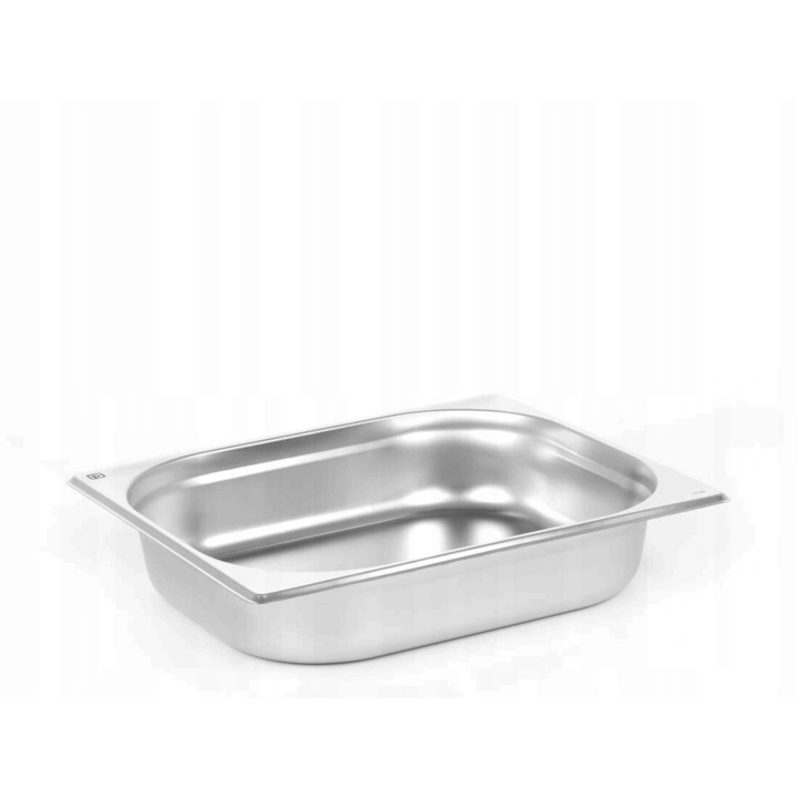Tava gastronorm Prestona, GN 1/2, 325x265x65 mm 3,9 l, pentru depozitarea alimentelor, ideal pentru catering si restaurante stivuibila, compatibila cuptor si frigider, interval de temperatura de la -40 °C la 300 °C, inox