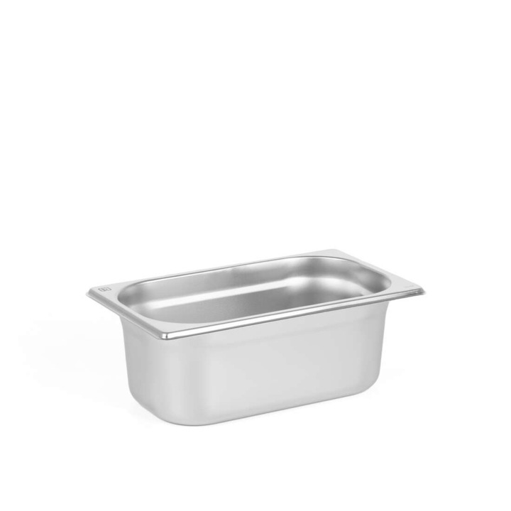 Tava gastronorm Prestona, GN 1/4, 265x162x100 mm 2,5 l, pentru depozitarea alimentelor, ideal pentru catering si restaurante stivuibila, compatibila cuptor si frigider, interval de temperatura de la -40 °C la 300 °C, inox
