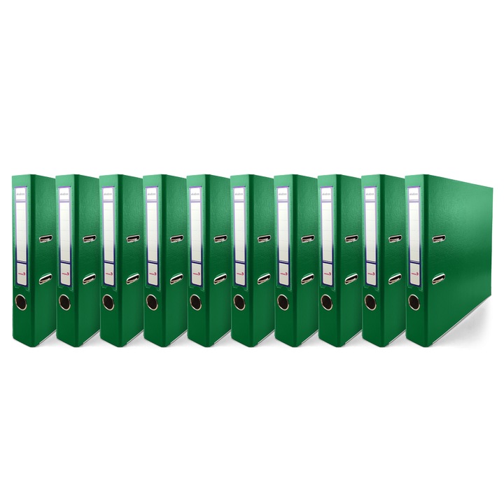 Set biblioraft, Netuno, A4, Ekobox, 50 mm, 10 Bucati, Fabricat din carton, cu levier, Pentru birou si scoala, Cu mecanism metalic, Premium calitate, Rezistent si Durabil, Verde