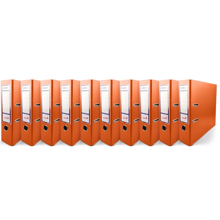 Set biblioraft, Netuno, A4, Ekobox, 80 mm, 10 Bucati, Fabricat din carton, cu levier, Pentru birou si scoala, Cu mecanism metalic, Premium calitate, Rezistent si Durabil, Portocaliu