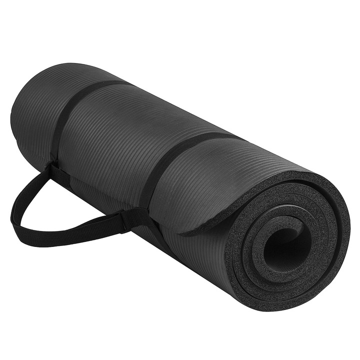 Fitness matrac, Sundiguer, habszivacs, 183×61×0,8 cm, fekete