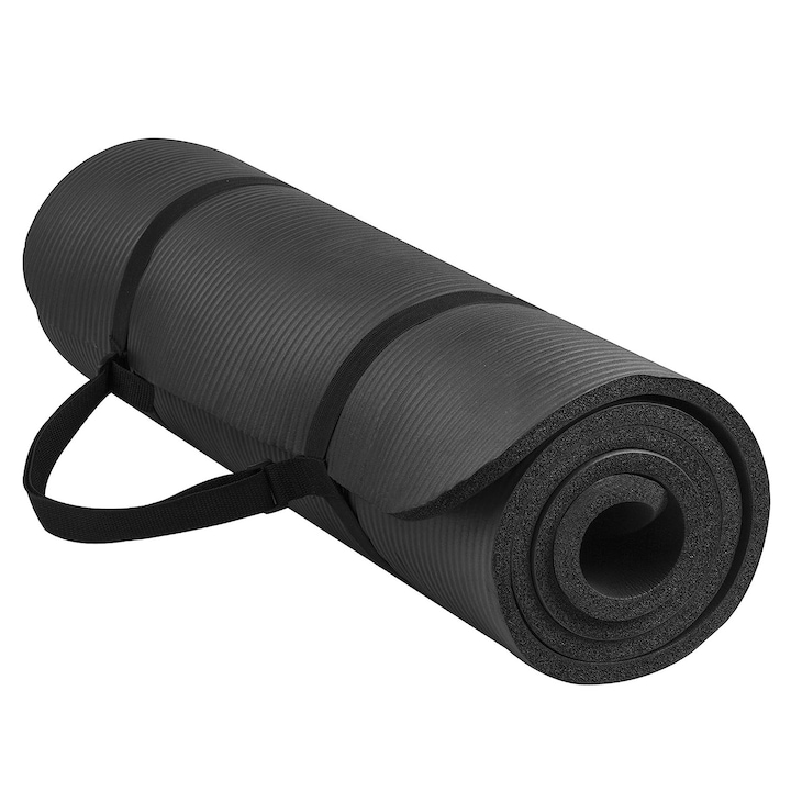 Fitness matrac, Sundiguer, habszivacs, 183×61×0,8 cm, fekete