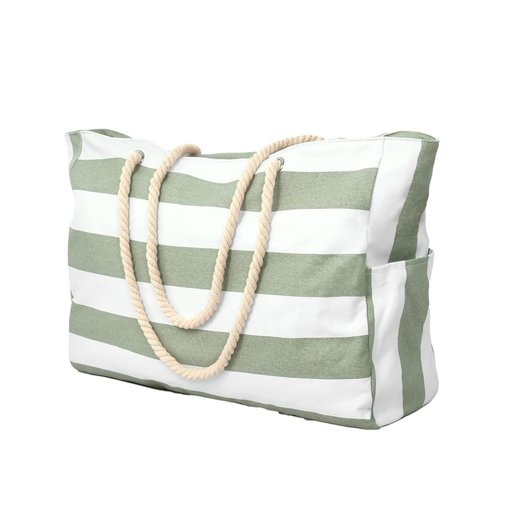 Плажна чанта Vaxiuja, Затваряне с цип, Размер 23x20x4 см, Зелен/Бял
