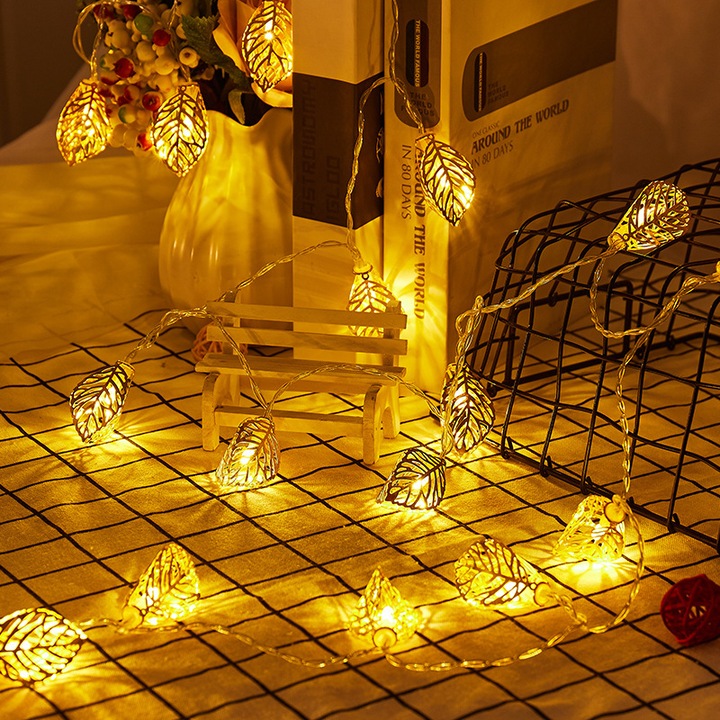 LED-es dekoratív füzér, 2M, 10 fény, meleg fehér