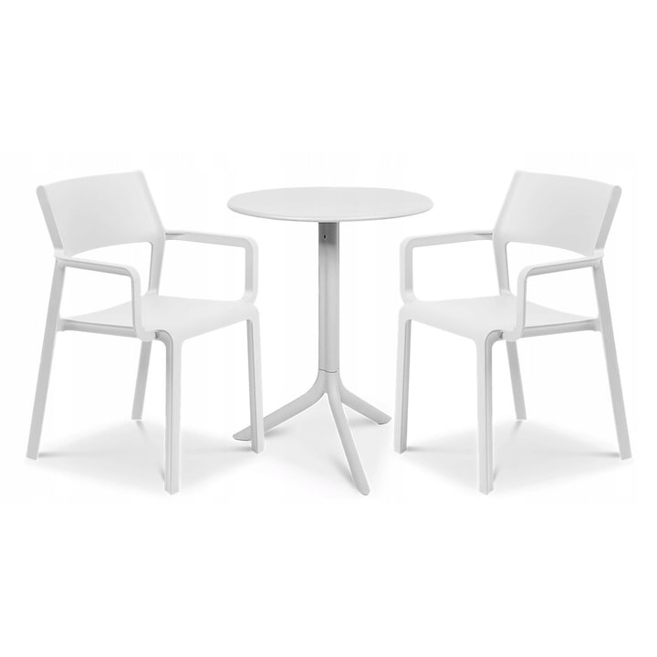 Set 2 scaune cu masa, Nardi, Polipropilena, 58.5 x 82.5 cm, Alb