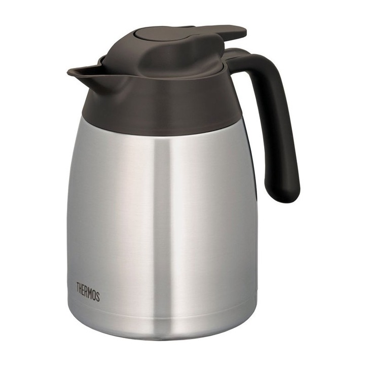 Termos termoizolant, Thermos, Otel, Argintiu/Negru, 1 L